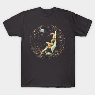 Elf and Dragonfly on Golden Fairy Dust T-Shirt